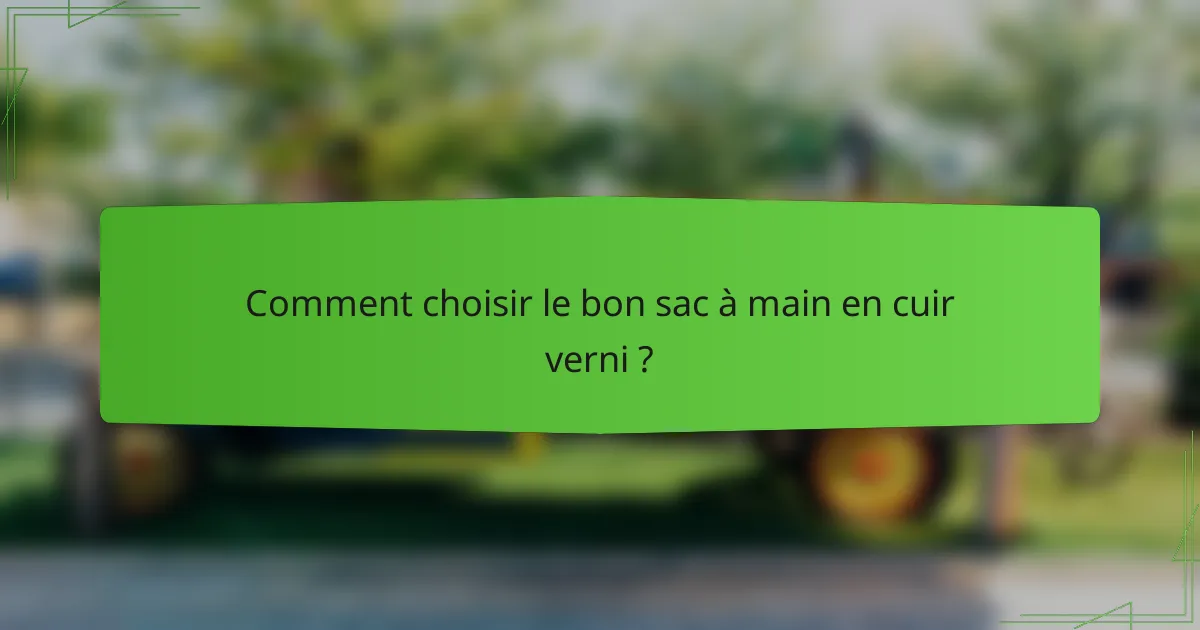 Comment choisir le bon sac à main en cuir verni ?