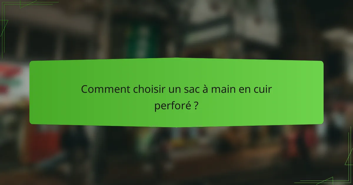 Comment choisir un sac à main en cuir perforé ?