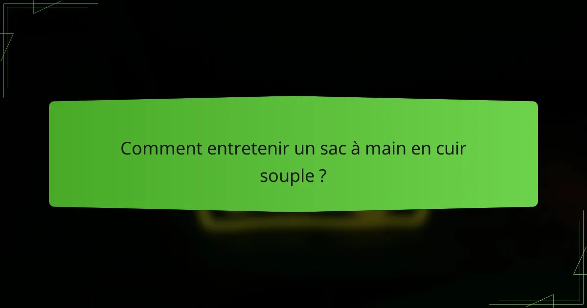 Comment entretenir un sac à main en cuir souple ?