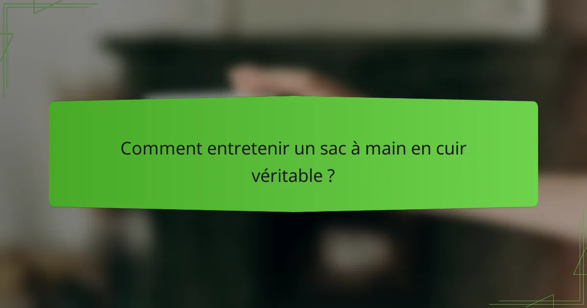 Comment entretenir un sac à main en cuir véritable ?