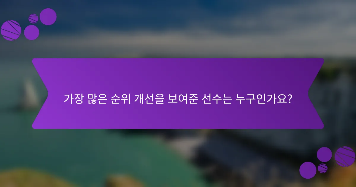 가장 많은 순위 개선을 보여준 선수는 누구인가요?