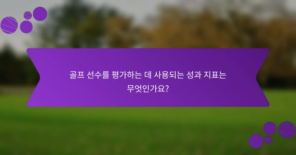 골프 선수를 평가하는 데 사용되는 성과 지표는 무엇인가요?