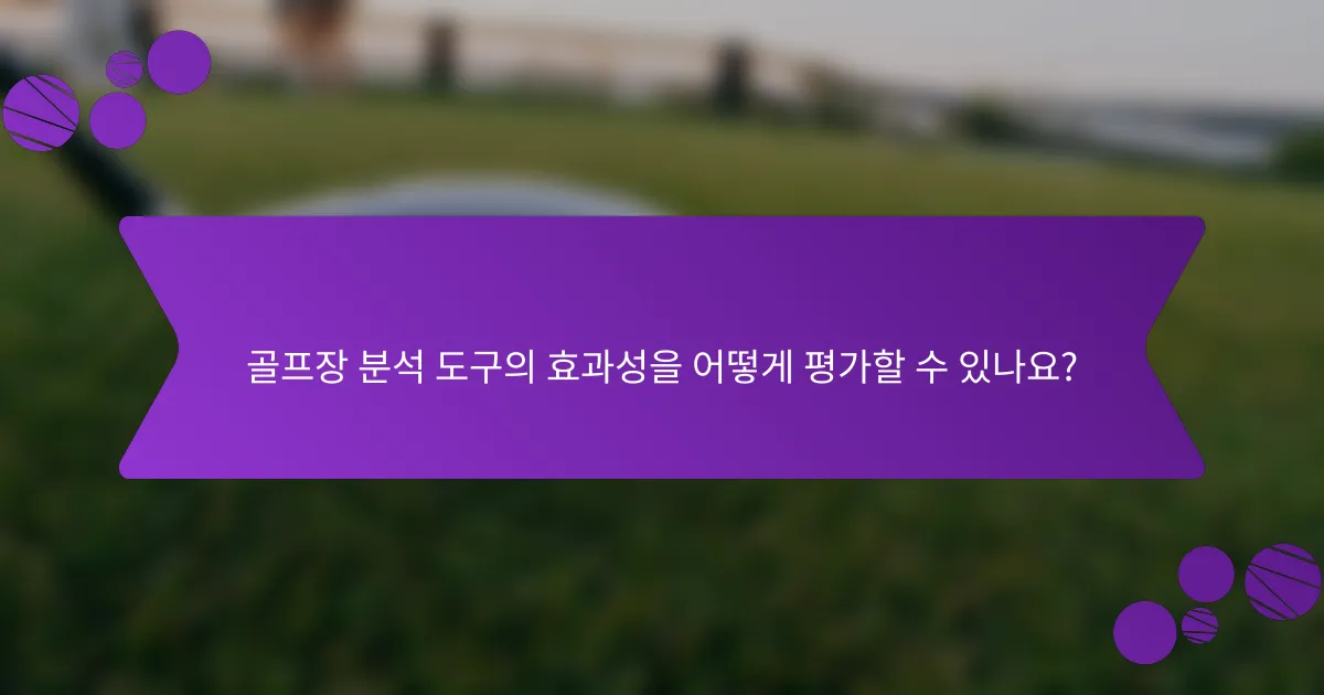 골프장 분석 도구의 효과성을 어떻게 평가할 수 있나요?