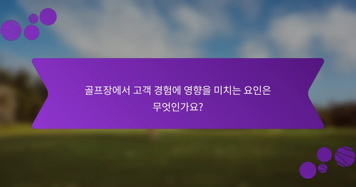 골프장에서 고객 경험에 영향을 미치는 요인은 무엇인가요?