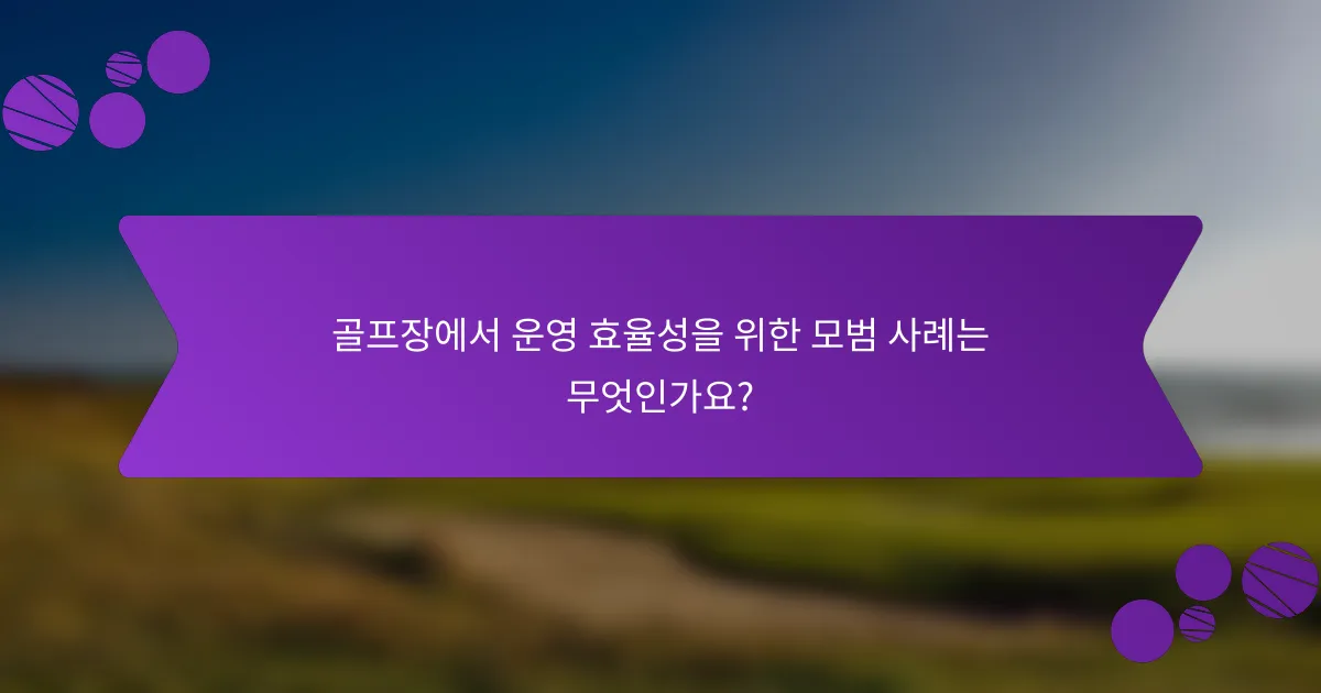골프장에서 운영 효율성을 위한 모범 사례는 무엇인가요?