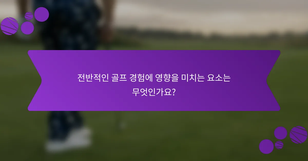 전반적인 골프 경험에 영향을 미치는 요소는 무엇인가요?