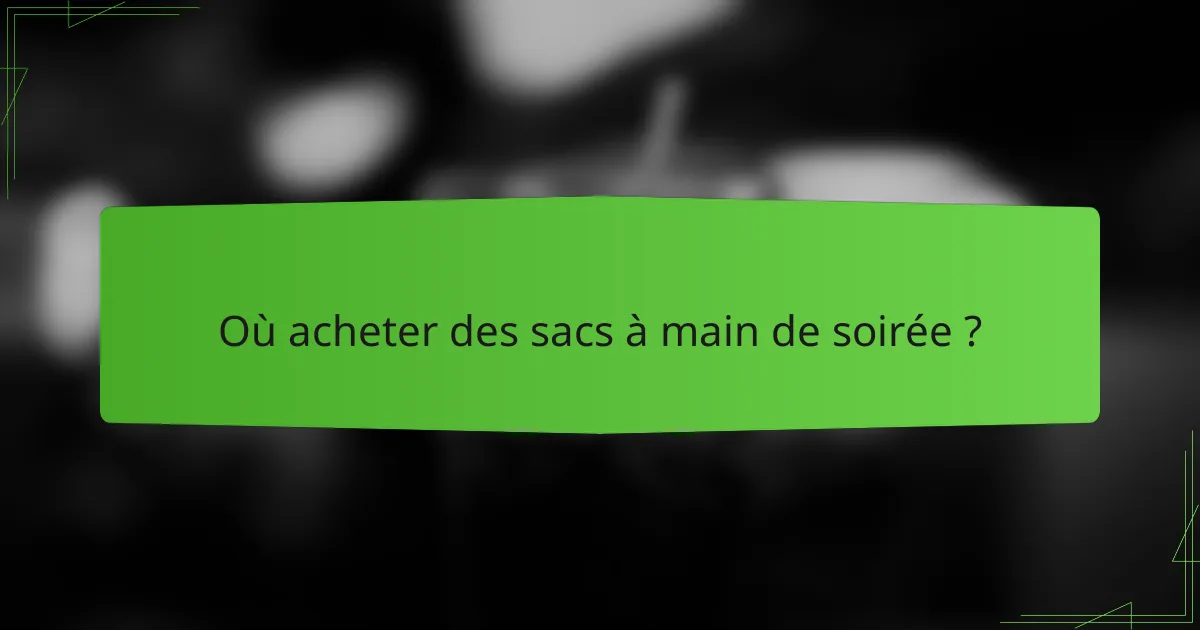 Où acheter des sacs à main de soirée ?