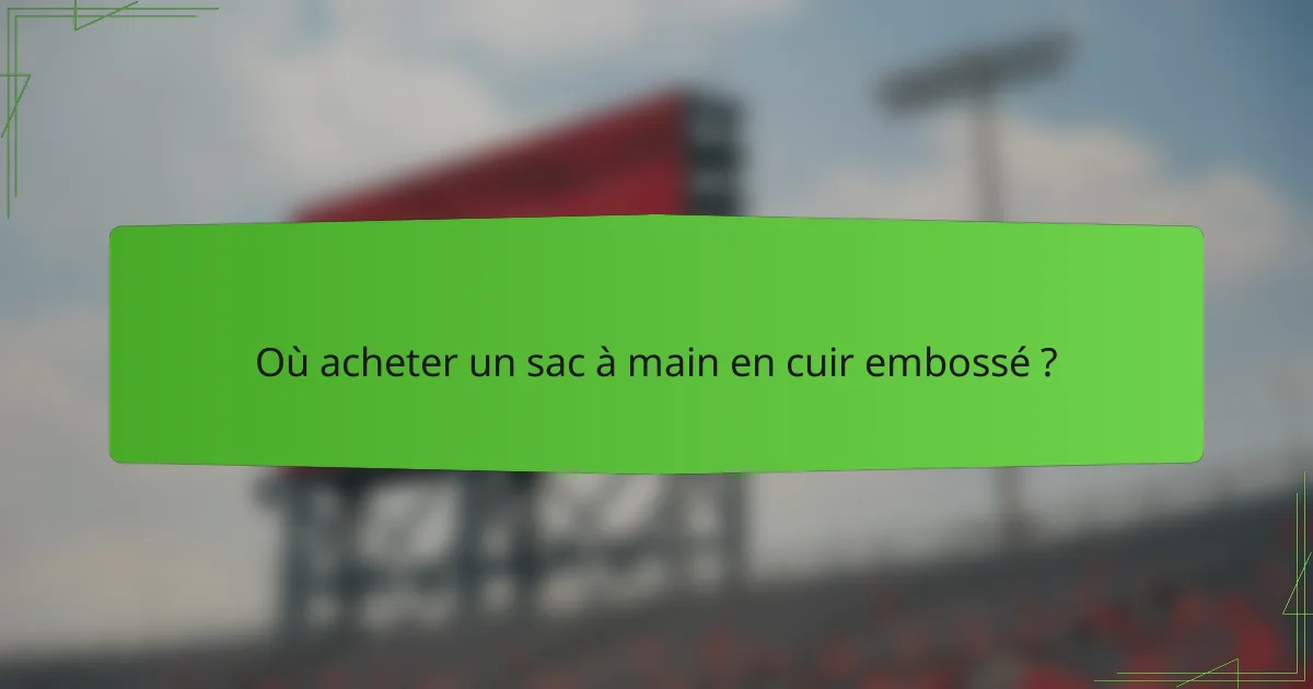 Où acheter un sac à main en cuir embossé ?