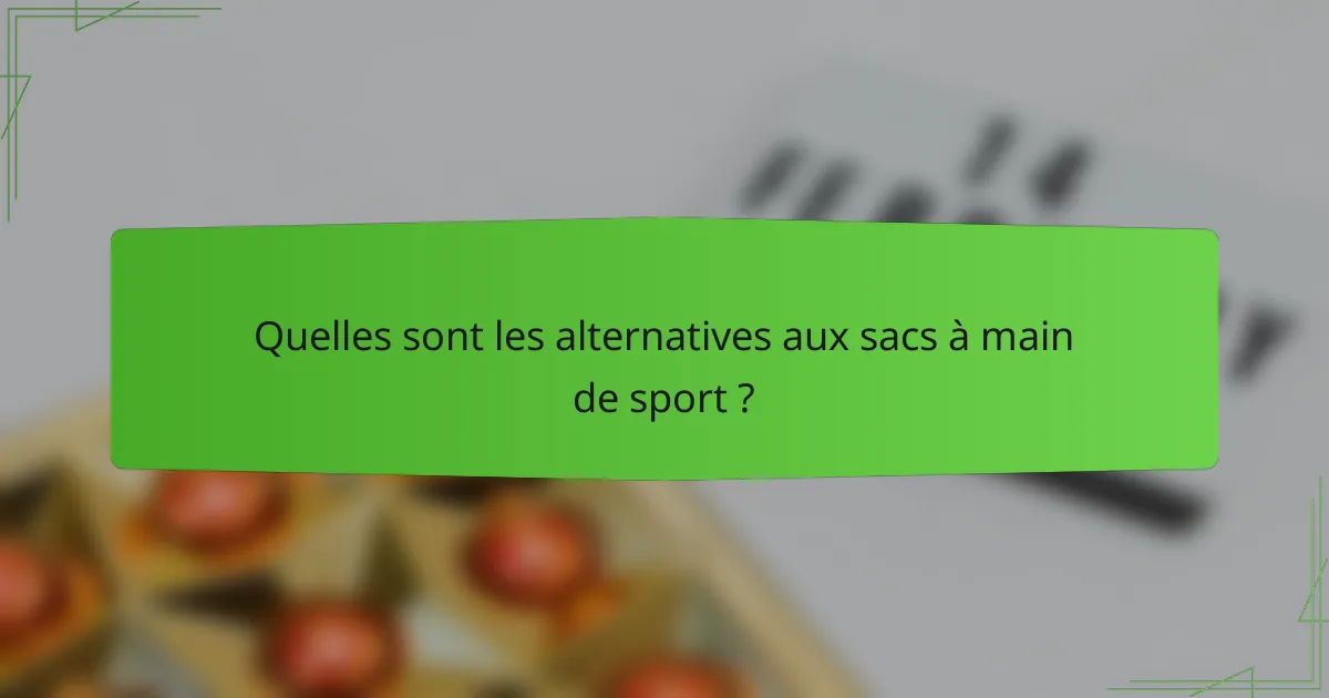 Quelles sont les alternatives aux sacs à main de sport ?
