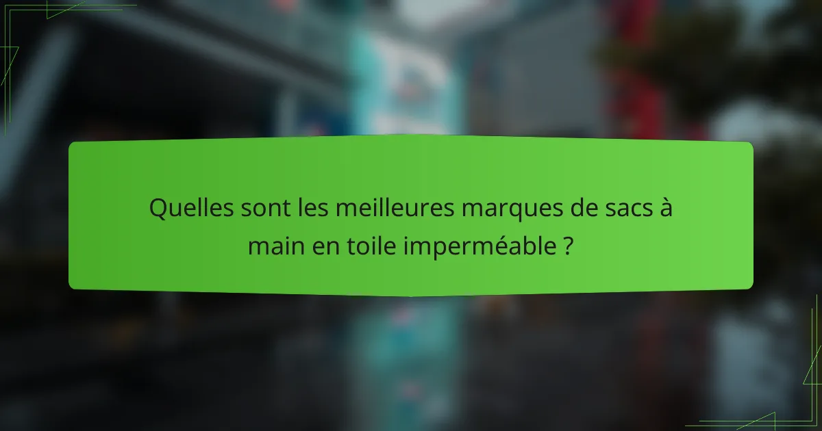 Quelles sont les meilleures marques de sacs à main en toile imperméable ?