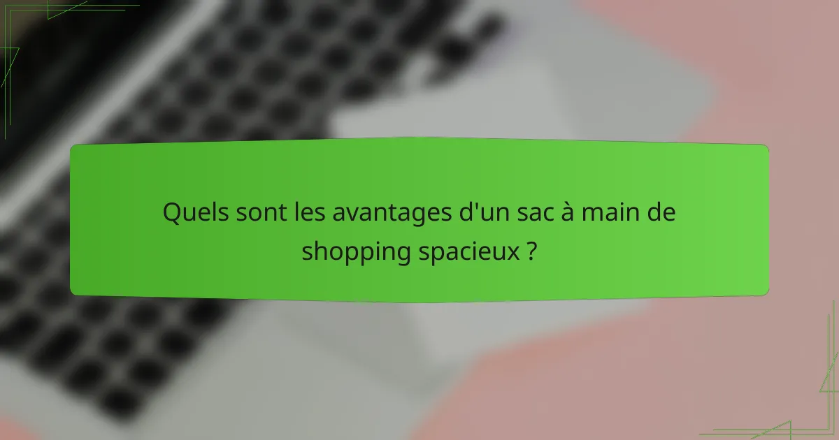 Quels sont les avantages d'un sac à main de shopping spacieux ?