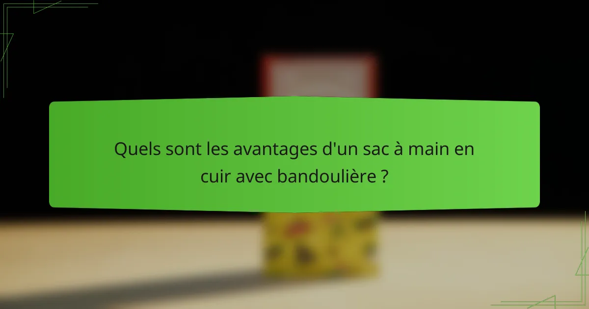 Quels sont les avantages d'un sac à main en cuir avec bandoulière ?