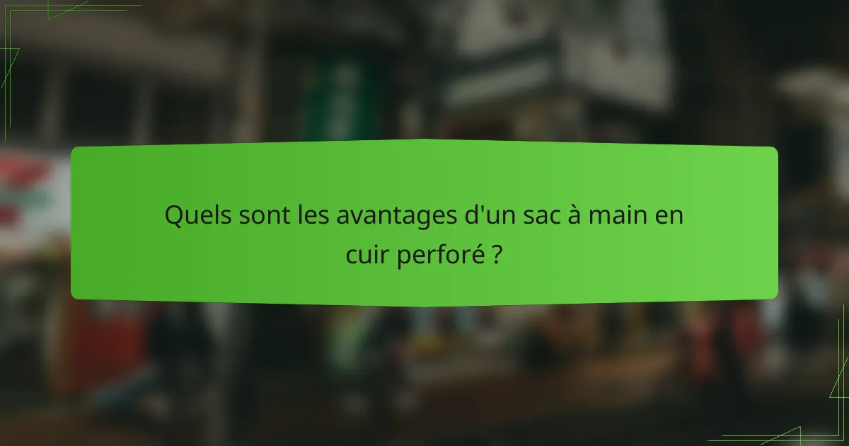 Quels sont les avantages d'un sac à main en cuir perforé ?