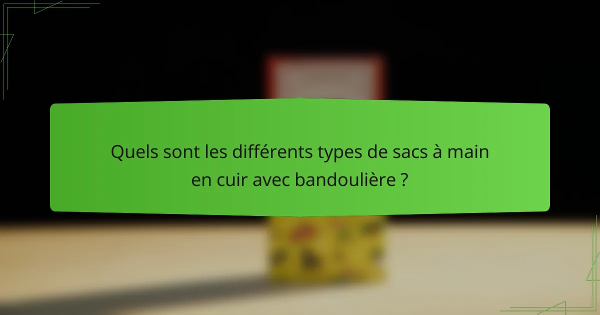 Quels sont les différents types de sacs à main en cuir avec bandoulière ?