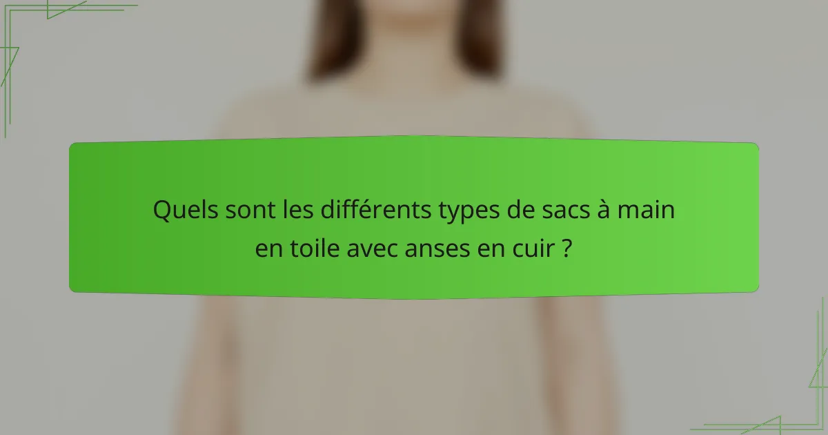 Quels sont les différents types de sacs à main en toile avec anses en cuir ?