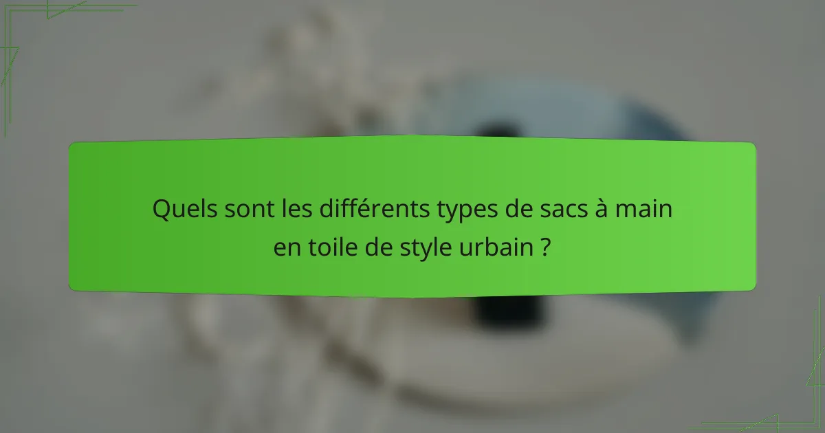 Quels sont les différents types de sacs à main en toile de style urbain ?