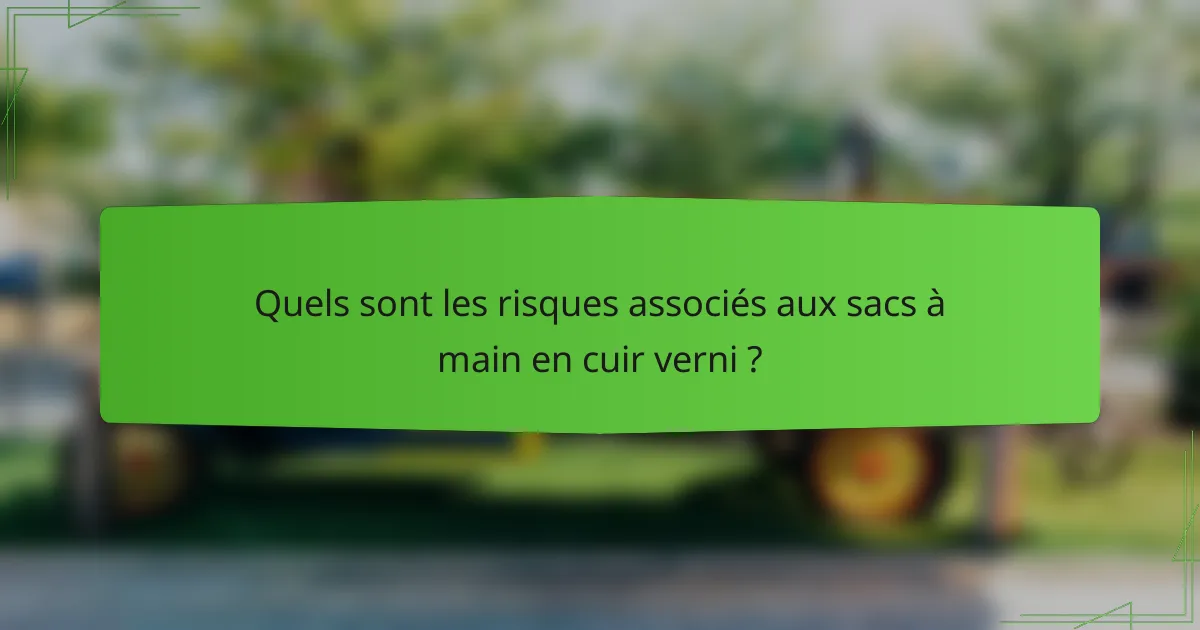 Quels sont les risques associés aux sacs à main en cuir verni ?