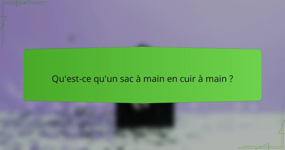 Qu'est-ce qu'un sac à main en cuir à main ?